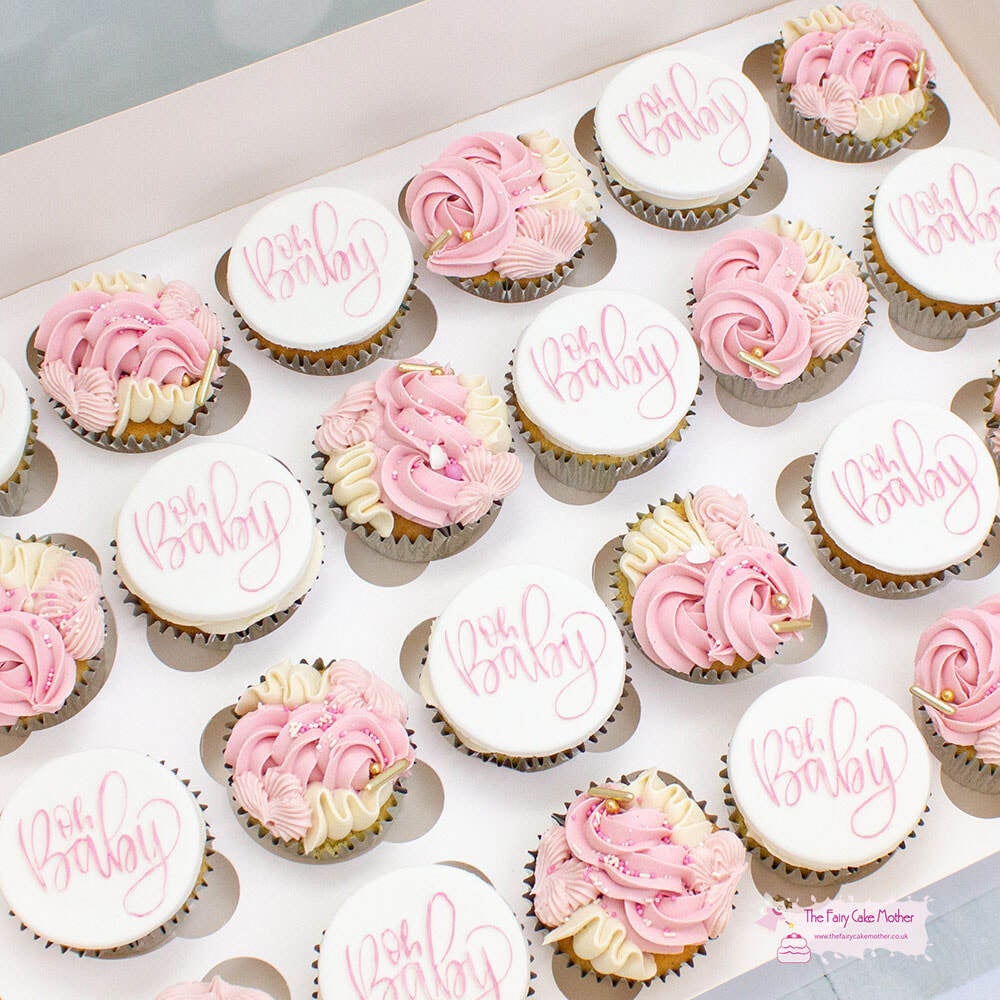Baby girl cupcakes baby shower sale